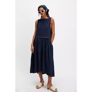 Free People Soraya Denim Midi Dress Small S NEW